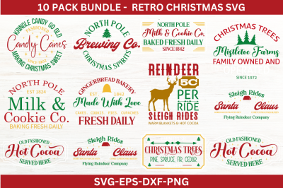 Retro Christmas SVG bundle