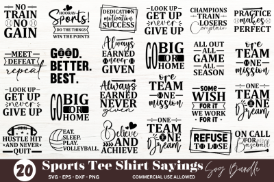 Sports Tee Shirt Sayings SVG Bundle