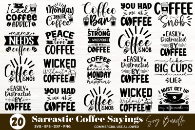 Sarcastic Coffee Sayings SVG Bundle