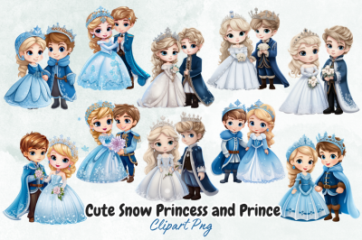 Cute Snow Princess and Prince Clipart