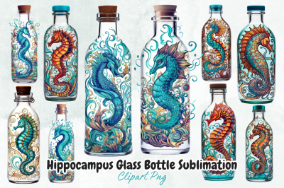 Hippocampus Glass Bottle Sublimation