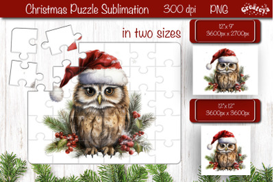 Christmas Puzzle PNG Owl Kids Puzzle Sublimation Watercolor