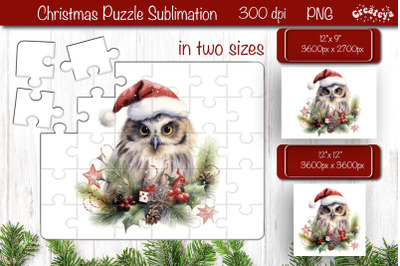 Christmas Puzzle PNG Owl Kids Puzzle Sublimation Watercolor PNG