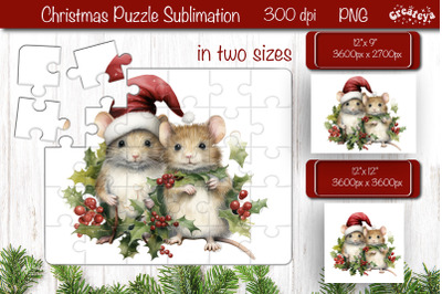 Christmas Puzzle PNG Kids Puzzle Sublimation Watercolor Baby Anima