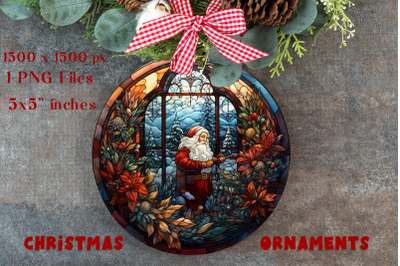 Santa Claus Stained Glass Christmas Ornaments