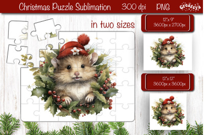 Christmas Puzzle PNG Kids Puzzle Sublimation Watercolor Baby Animal PN