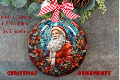 Santa Claus Stained Glass Christmas Ornaments