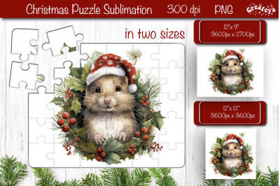 Christmas Puzzle PNG Kids Puzzle Sublimation Watercolor Baby Animal PN