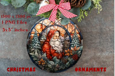 Santa Claus Stained Glass Christmas Ornaments