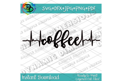 Coffee EKG SVG, Coffee cup EKG, Coffee ekg png, Coffee heartbeat svg,