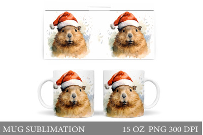 Capybara Mug Wrap Design. Christmas Cabybara Mug Sublimation