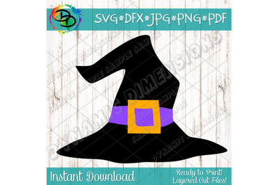 Halloween Hat Svg&2C; Halloween Svg&2C; Witch Hat Svg&2C; Dxf&2C; Eps&2C; Png&2C; Hat wi