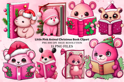 Little Pink Animal Christmas Book clipart