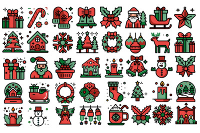 40 Christmas Cheer Vector Icons Bundle