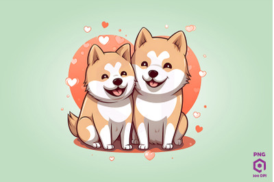 Valentine Couple Of Akita Dog 1