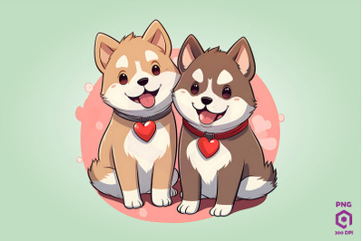 Valentine Couple Of Akita Dog 2