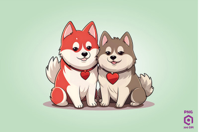 Valentine Couple Of Akita Dog 3