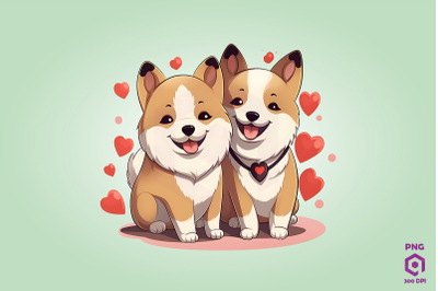 Valentine Couple Of Akita Dog