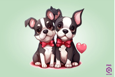 Valentine Couple Of Boston Terrier Dog
