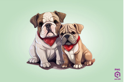 Valentine Couple Of Bulldog Dog 1