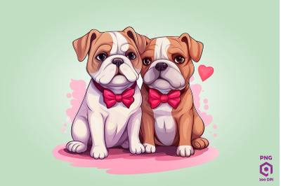 Valentine Couple Of Bulldog Dog 2