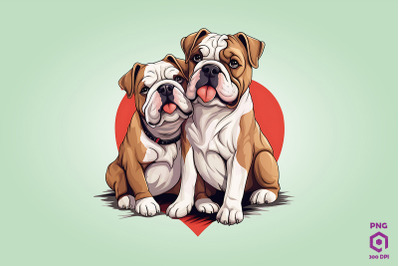 Valentine Couple Of Bulldog Dog