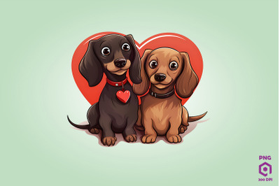 Valentine Couple Of Dachshund Dog 1