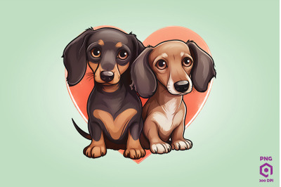 Valentine Couple Of Dachshund Dog 2