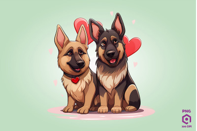 Valentine Couple Of German Shepherd Dog