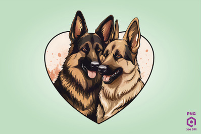 Valentine Couple Of German Shepherd Dog