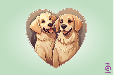 Valentine Couple Of Golden Retriever Dog