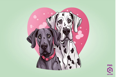 Valentine Couple Of Great Dane Dog 1