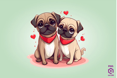 Valentine Couple Of Pug Dog 1