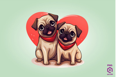 Valentine Couple Of Pug Dog