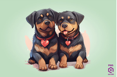 Valentine Couple Of Rottweiler Dog 2