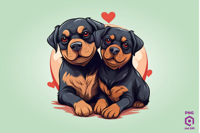 Valentine Couple Of Rottweiler Dog 3