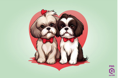 Valentine Couple Of Shih Tzu Dog 1