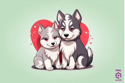 Valentine Couple Of Siberian Husky Dog 1