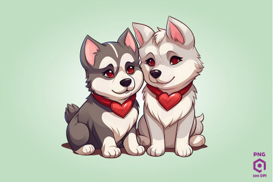 Valentine Couple Of Siberian Husky Dog 2
