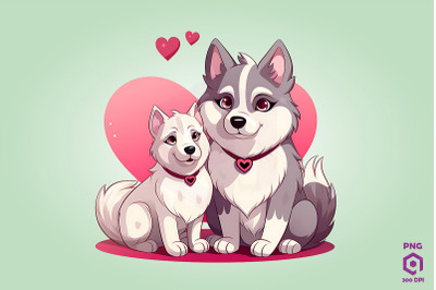 Valentine Couple Of Siberian Husky Dog 3
