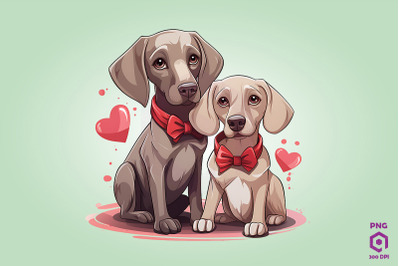 Valentine Couple Of Weimaraner Dog 1