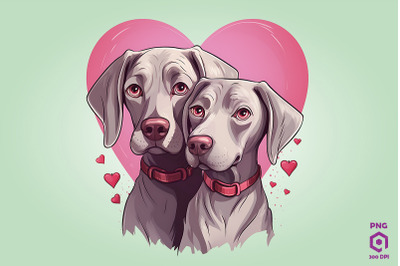 Valentine Couple Of Weimaraner Dog