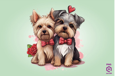 Valentine Couple Of Yorkshire Terrier