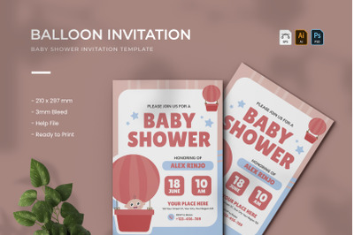 Balloon - Baby Shower Invitation