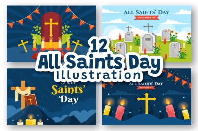 12 All Saints Day Vector Illustration