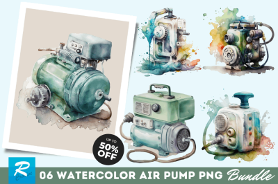 Watercolor Air Pump Clipart Bundle