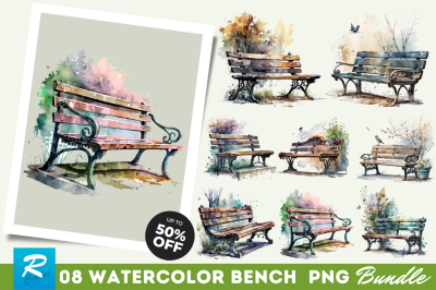 Watercolor Bench Clipart Bundle