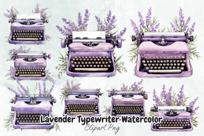 Lavender Typewriter Watercolor Clipart