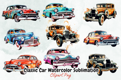 Classic Car Watercolor Sublimation