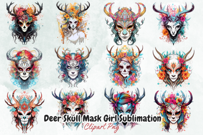 Deer Skull Mask Girl Sublimation Bundle
